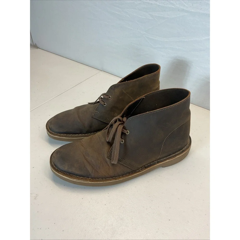 Clarks Bushacre 2 Mens Size‎ 9.5 Brown Classic Leather Ankle Chukka Boots Shoes